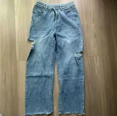 SHEIN ダメージ加工 ライトブルーデニム L