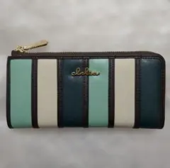 新品未使用 クレリア Ｌ字ファスナー長財布 合皮 グリーン系統