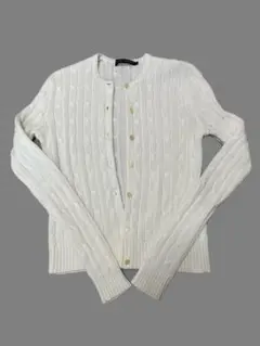 【極美品】ラルフローレン 綿100% ケーブルニット カーディガン 白 S
