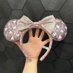 ディズニー　ピンクハートスパンコールカチューシャ