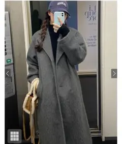 シャギーロングチェスターコート　grl グレイル