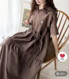 クラシカルエルフ　胸刺繍サッカーハーフZIPワンピース