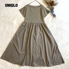 UNIQLO ユニクロ コンビネーションフレアワンピース ロング丈 半袖 S