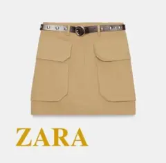 【ベルト付き】ZARA カーゴミニスカート ベージュ
