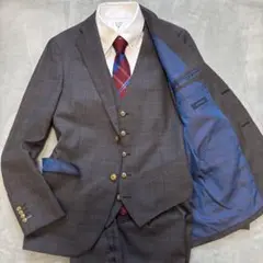 美品✨3ピース ペイズリー柄　ディファレンス×トレーニョ スーツ　チェック　2B