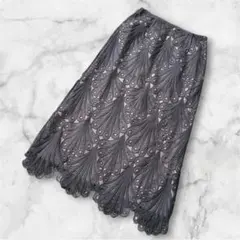 【Viaggio Blu】美品 扇柄レース ロングタイトスカート グレー 1のサムネイル