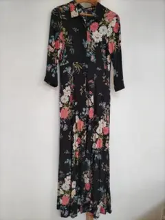ZARA WOMAN 花柄ロングシャツワンピース M