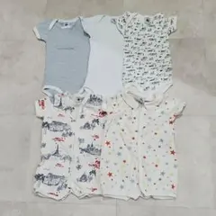 Petit Bateau半袖ロンパース 肌着 5点セット 6m/67cm