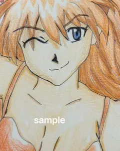 アニメ風手描き人物画 女性キャラクター 色鉛筆画 アニメ風 手描き イラスト人物画 女性キャラクター