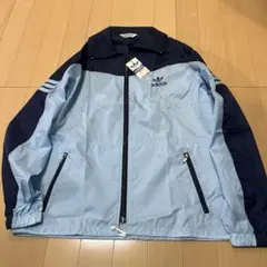 希少！デッドストック　adidas ナイロンジャケット S 水色/ネイビー
