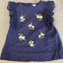 petit main 花柄刺繍 フリル袖 ブラウス 120