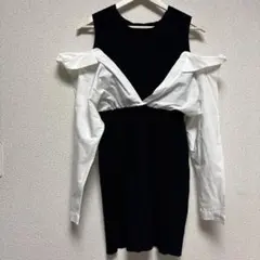 グレイル　オフショルダー ミニワンピース ブラック・ホワイト　Lサイズ　肩出し