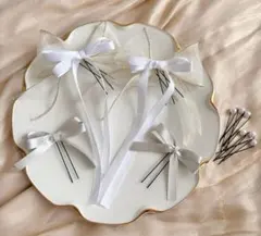 ヘアメリボン　イベント　リボンピン　推し活　髪飾り　推し色　ライブ　量産型　白