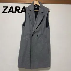 【美品】ZARA ジレコート　グレー　Sサイズ