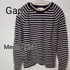 z419 【Gap】 長袖ボーダーニット（メンズXS） ネイビー×ホワイト