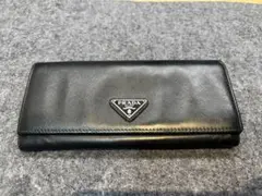 PRADA プラダ　サフィアーノレザー長財布　三角ロゴ　ブラック