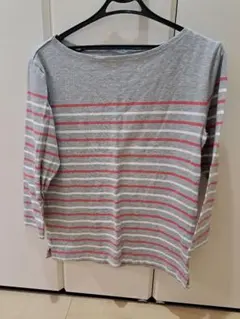 Gap 七分袖 Tシャツ XS グレー・赤・白ストライプ
