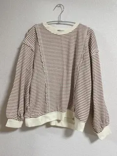 Samansa Mos2 ボーダーフリルトレーナー