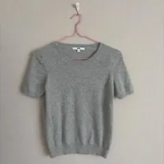 ユニクロ♡100% カシミア　半袖　ニット　ライトグレー　クルーネック　M