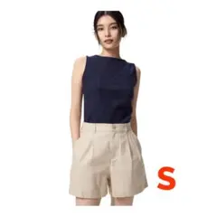 UNIQLO シャーリングボートネックTノースリーブ　Sサイズ　ネイビー