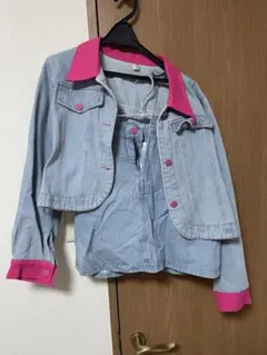 デニムジャケット ライトブルー ピンク セットアップ