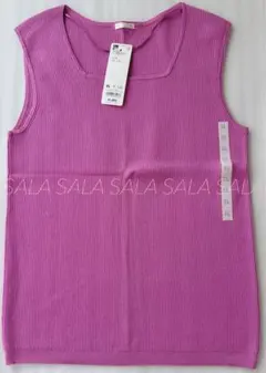 新品未使用タグ付き　ＧＵ　リブスクエアネックニットタンクトップ　ＸＬ　ピンク