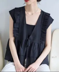 meilmada フリル付きブラックベスト Mサイズ