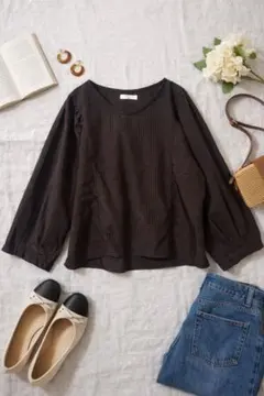 極美品☆SM2 blue チェック柄 七分袖ブラウス F