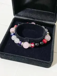 天然石 パワーストーン ブレスレット ローズクォーツ オニキス ムーンストーン