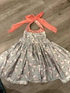 新品未使用 MARL MARLフラミンゴ柄エプロン グレー/コーラル