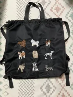 ブルーブルーエ 犬刺繍 ナップサック トートバッグのサムネイル