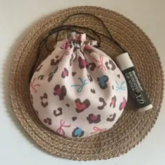 まんまる巾着◉レオパード柄ピンク