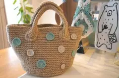 麻ひもの水玉模様のバッグ