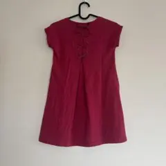 a.v.v ワンピース 120 ピンク 半袖 バックレースアップ キッズ
