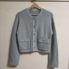 フリンジダブルポケットニットジャケットZ