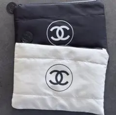 【ブラック&ホワイト2点セット】 シャネル ノベルティ 防水 大容量 化粧ポーチ