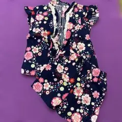 花柄 甚平 ネイビー