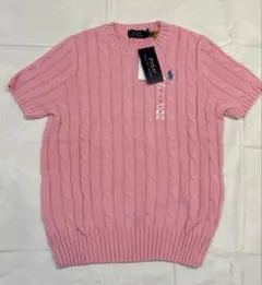 【新品タグ付】POLO RALPH LAUREN ケーブルニット 半袖ピンクS