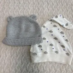 H&M くま帽子　ベビーキャップ帽 2つセット　6〜12m コットン