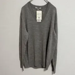 ユニクロ エクストラファインメリノ Vネックセーター グレー 新品 未使用 XL