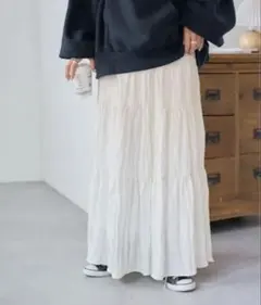 DISCOAT ホワイト ロングスカート Fサイズ