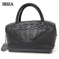 美品　イビサ　パイソン　ミニ　ハンドバッグ　黒