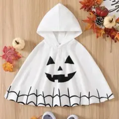 ハロウィン かぼちゃプリント フード付き ケープコート 12-18month