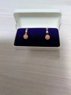 ピンク珊瑚 イヤリング ネジバネ式