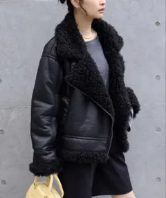 ヴィンテージライクショート丈フェイクムートンジャケット