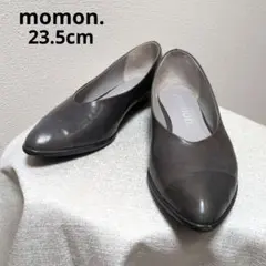 momon. モモン カタオシ/レザー フラットパンプス グレー 23.5cmのサムネイル