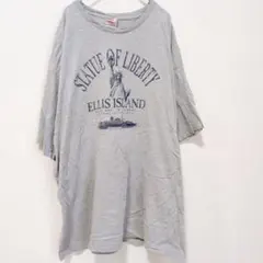 ベイサイド 半袖 Tシャツ クルーネック プリント 2XL 灰 綿 デイリー
