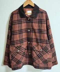 秋冬BEAMSHEARTレトロ古着チェック柄長袖ジャケットブルゾンゆるジャンパー