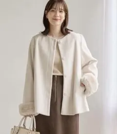 Honeys ファー付ノーカラーコートのサムネイル