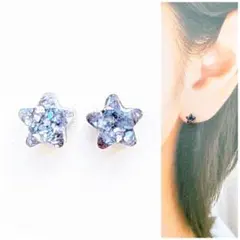 ブラック5mm星ピアス/イヤリング